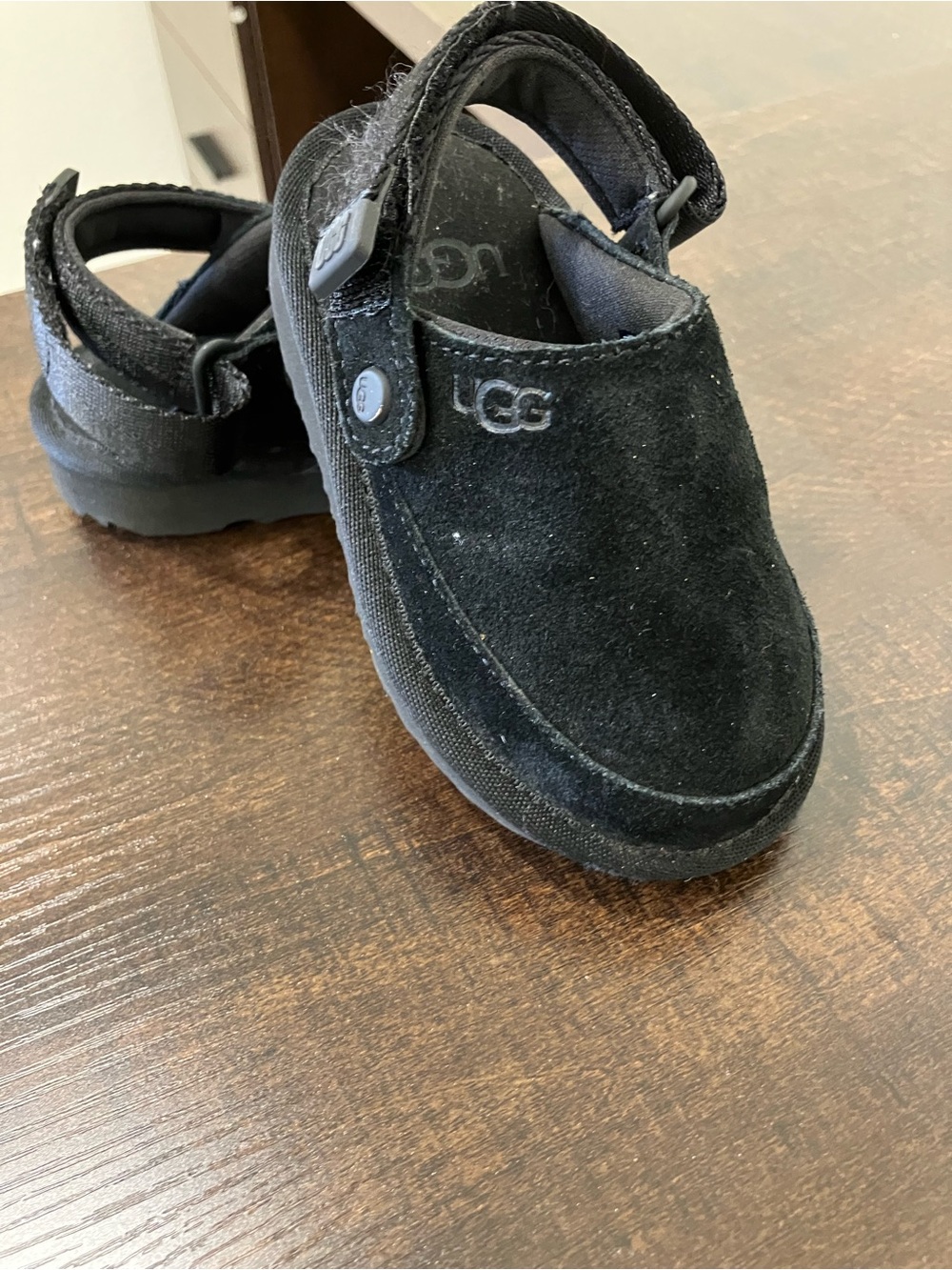 UGG Kids Black Suede Backstrap Clog